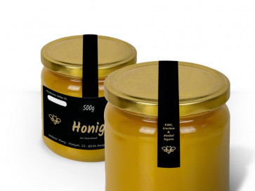 Siegeletiketten "Black Bee" auf Glas