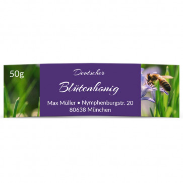 Mini-Honigglasetikett "Blausternchen" in Lila 