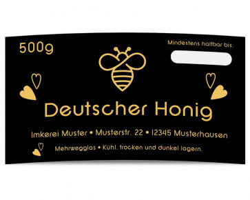 Honigetikett "Goldbiene" für 500 g Gläser