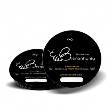 Runde Etiketten "Herzbiene"