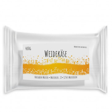 Hofladen-Design "Weidekäse" auf Käsepackung