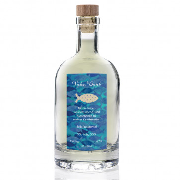 Kleines Flaschenetikett "Fische"