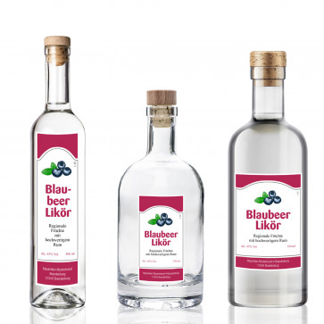 Übersicht Flaschenetiketten "Bluebeery Fun"