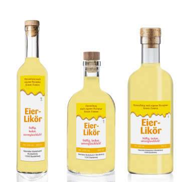 Ansicht Sortiment schlankes Flaschenetikett "Flüssiggold"