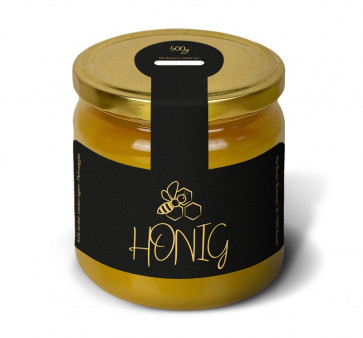 Gewährverschlussetikett "Amsterdam" auf 250g Honigglas