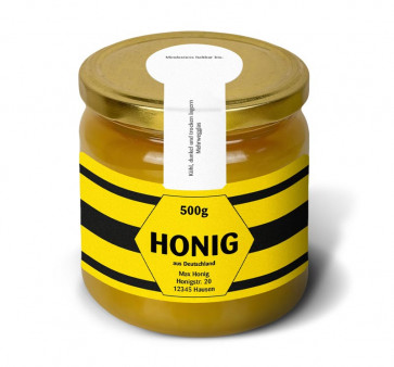 Gewährverschlussetikett "Willi" auf Honigglas