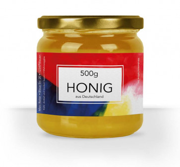 Honigetikett "Blauer Reiter" bringt Farbe auf das Glas