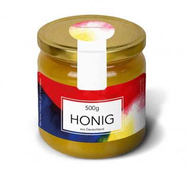 Gewährverschlussetikett "Blauer Reiter" bringt Farbe auf Ihr 500g Glas