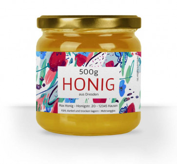 Honigetikett "Dancer" bringt Farbe auf das Glas