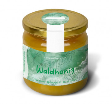 Gewährverschlussetikett "Farbentanz" in Dunkelgrün