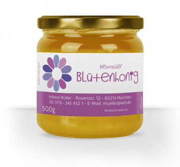 Honigglas-Etikett "Flowerpower" lila