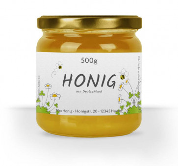 Etikett "Gänseblümchen" auf Honigglas