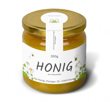 Gewährverschlussetiketten "Gänseblümchen" auf Honigglas