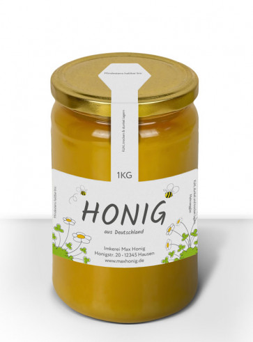 Gewährverschlussetiketten "Gänseblümchen" für 1 kg Gläser