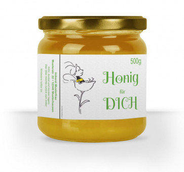 Großes Etikett "Bienenpause" auf Glas