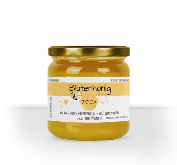 Kleines Etikett "Honigliebe" auf Glas