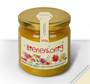 Gewährverschlussetiketten "Blumentango" auf Leinenstrukturpapier