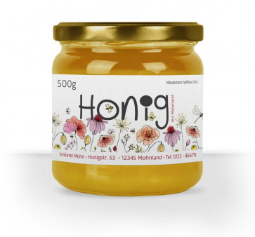 Honigglasetikett "Poppy" auf Glas