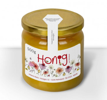 Gewährverschlussetikett "Poppy" auf Glas