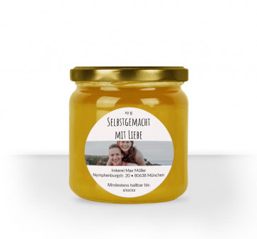 Rundes Honigglasetikett "Selbstgemacht mit Liebe"