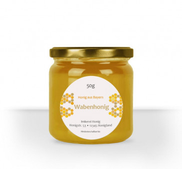 Rundes Etikett "Wabenhonig"
