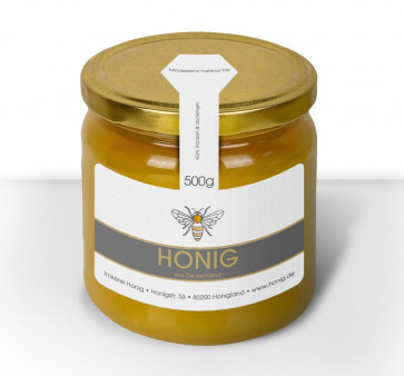 Kl. Gewährverschluss "Bee Stripes" in Grau auf Honigglas