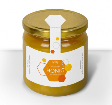 Gewährverschlussetikett "Wabenfreude" in Gelb-Orange