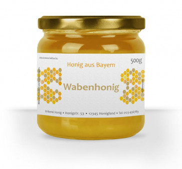 Etikett "Wabenhonig" auf Glas