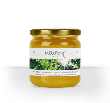 Kleine Etiketten "Waldhonig" auf Honigglas