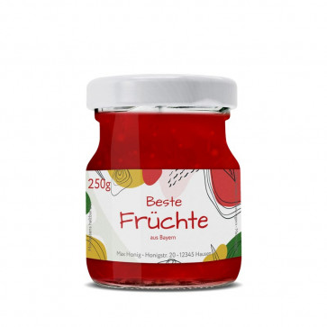 Kleines Etikett "Free" auf Marmeladenglas