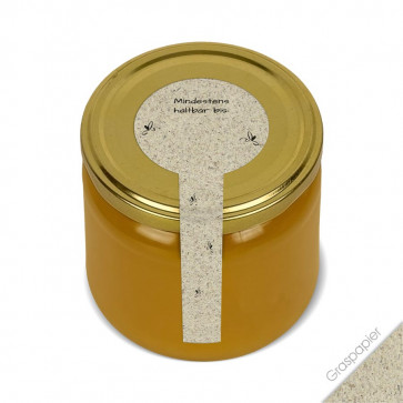 Frischesigel "Blütenhonig" (Graspapieretiketten) auf Honigglas