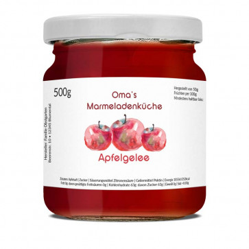 Etikett "Aquarell Apfel" auf Glas 