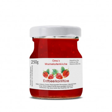 Etikett "Erdbeerkonfiüre" als Aquarell