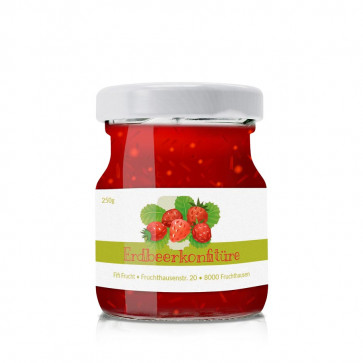 "Erdbeerkonfitüren" - das kleine Etikett zum passenden Inhalt