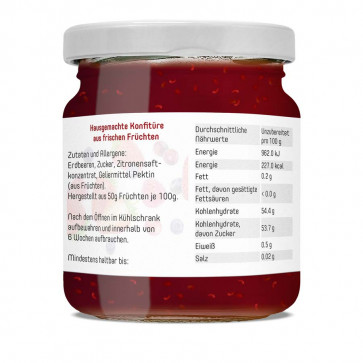 Rückseitenetikett mit Zutatenliste