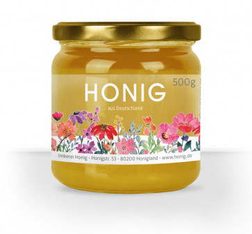 Transparentes Folienetikett "Blumenwiese" für mehr Einblick ins Honigglas