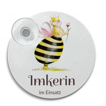 Plakette "Imkerin im Einsatz" mit Saugnapf