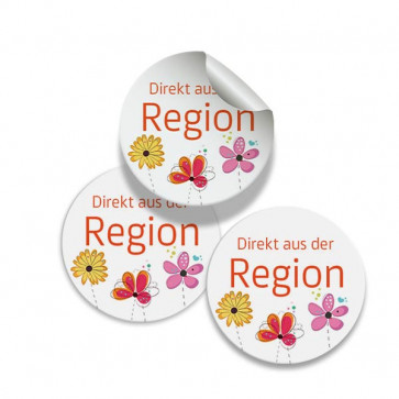 Runde Zusatzetiketten "Aus der Region" 25 mm rund