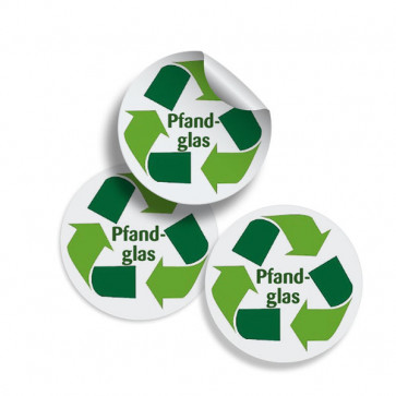 Runde Zusatzetiketten "Pfandglas" (gelb) Ø 25 mm