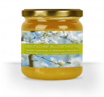 Honigglas-Etikett "Blue Bee" in Hellgrün