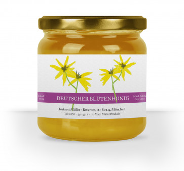 Honigglas-Etiketten "Floral" lila