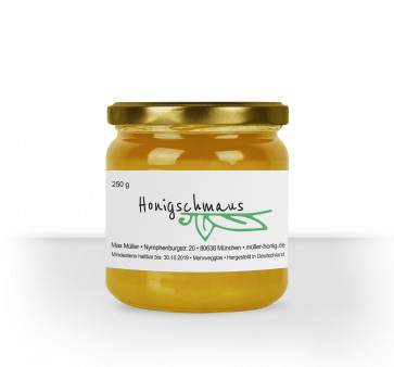 Honigglasetikett "Greenleaf" auf Glas