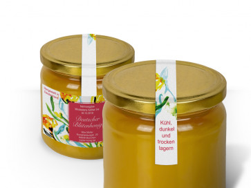 Siegeletiketten „Aquarell-Flower“ (rot) auf weißem Papier