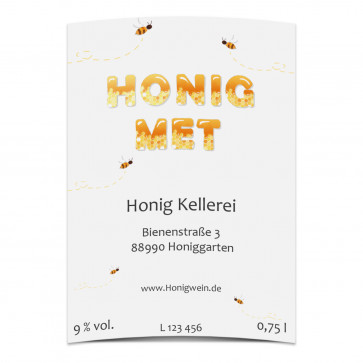 Met Flaschenetiketten "Bienchen"