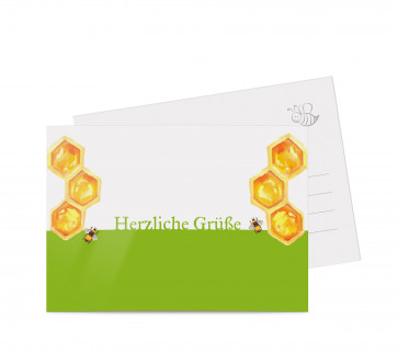 Grußkarten "Dicke Biene" grün