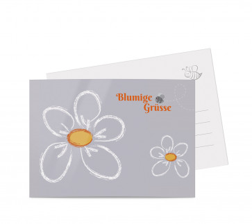 Grußkarten "Kreideblatt" orange