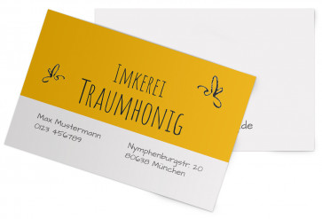 Visitenkarten "Blütenhonig" gelb