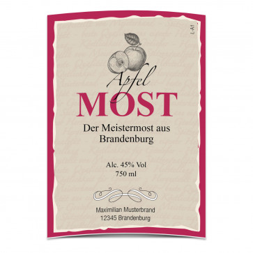 Flaschenetiketten "Apfel-Meisterbrand"