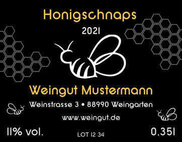 Wunschetikett Herzbiene 90 x 70 mm