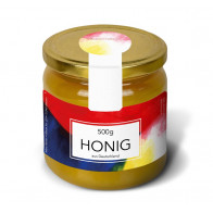 Kleine Gewährverschlussetiketten "Blauer Reiter" mit runder Deckellasche